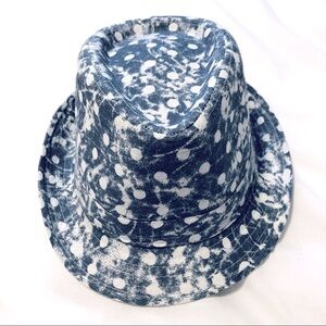 Large size 58 cm Ladies / Mens Fedora Hat Blue Dots